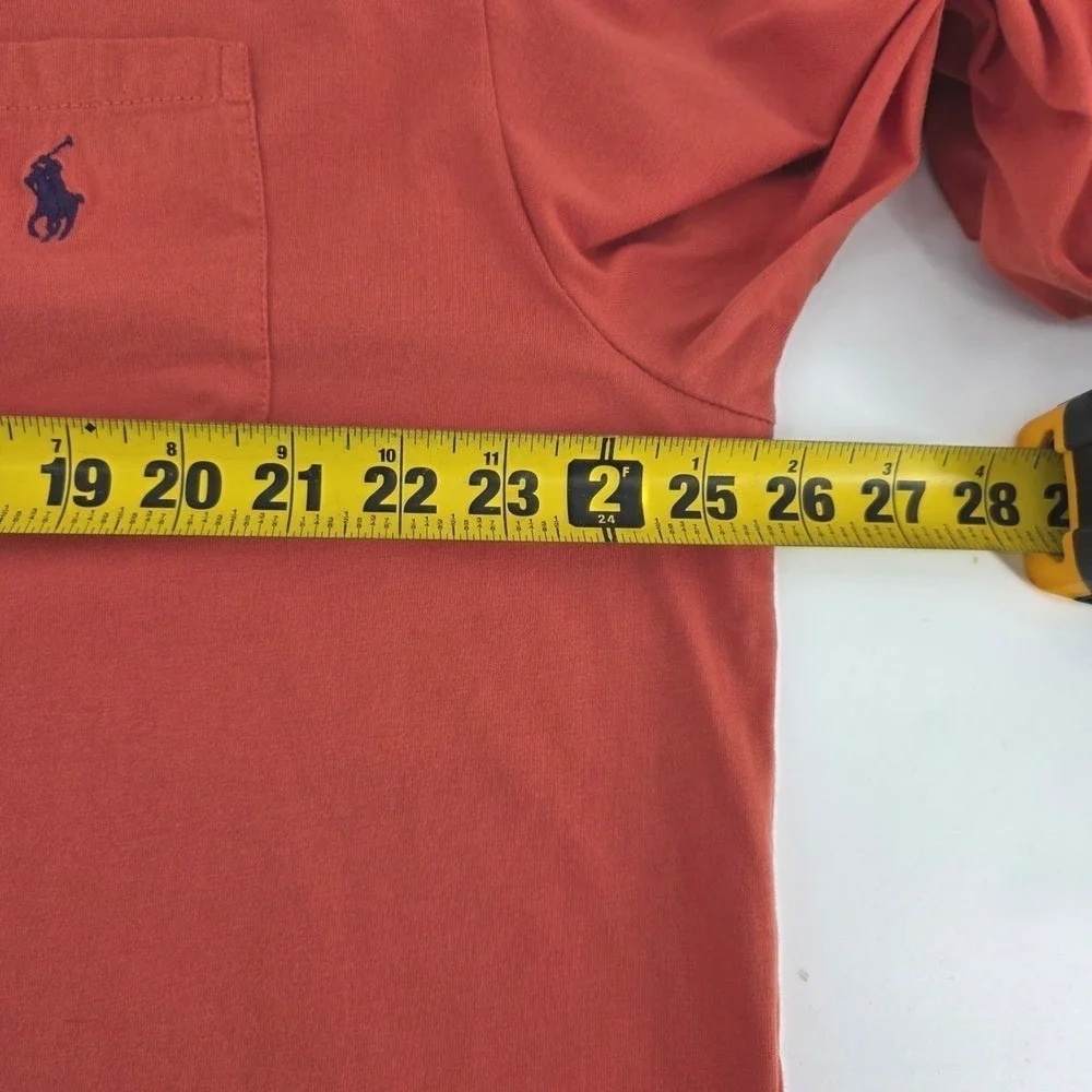 Polo Ralph Lauren Mens XXL Long Sleeve Pocket T-Shirt Orange Cotton Crewneck